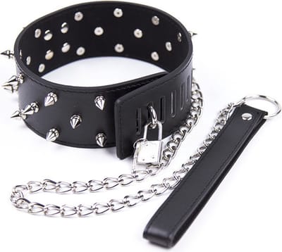vscnovelty® Fetish halsband met riem en metal pins