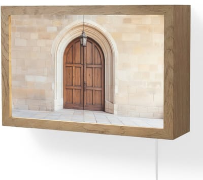 Wandlamp 30x20 cm - Oplaadbaar - Houten - Deur - Lantaarn - Wandlampen binnen woonkamer - Slaapkamer lamp met kabel - Decoratieve nachtlamp - Vloerlamp snoer