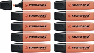 STABILO BOSS ORIGINAL - Markeerstift - Pastel - Zacht Koraalrood - Doos 10 Stuks