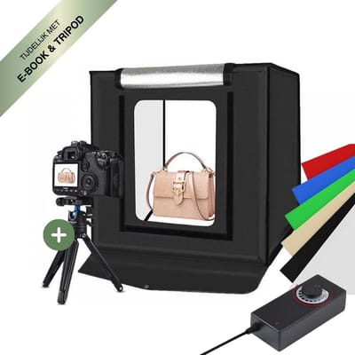 ZoeZo Foto Studio Box Set 60 x 60 cm - Productfotografie - Opvouwbare Fotostudio met LED Verlichting - Dimbaar - 6 Achtergronden