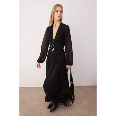 Damesjurk, platte maxi-jurk, lange casual/casual skaterjurk