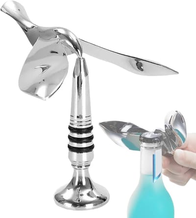 Elegante Flesopener met Draaibare Basis, Roestvrij Staal, Perfect voor Wijn en Frisdrank, Duurzaam en Handig in Gebruik