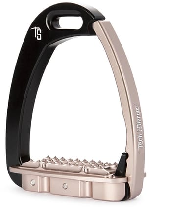 Tech Stijgbeugels Venice Pony Zwart/Roze Goud Schuine Veiligheidsstijgbeugels