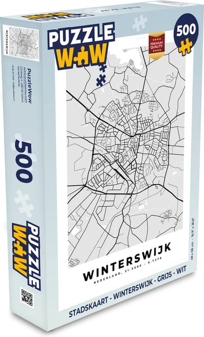 Puzzel Stadskaart - Winterswijk - Grijs - Wit - Legpuzzel - Puzzel 500 stukjes - Plattegrond