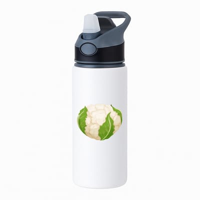 Hacebo® - bloemkool waterfles met rietje zwart - Groente - groente liefhebbers - Kool - gezond eten - water fles - 650ML