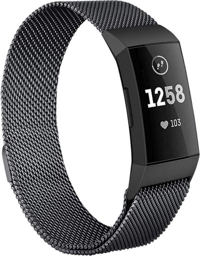 Bandje geschikt voor Fitbit Charge 4 - Zwart Milanese Band