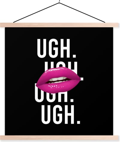 Posterhanger incl. Poster 40x40 cm - Schoolplaat - Kinderen - Quotes - Roze - Textielposter - Blanke latten