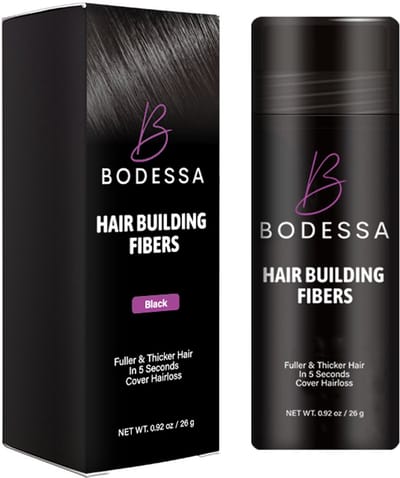 BODESSA Hair Building Fibers - Premium Haarpoeder - Zwart 26 gram – Direct Volume voor Dun Haar & Kale Plekken