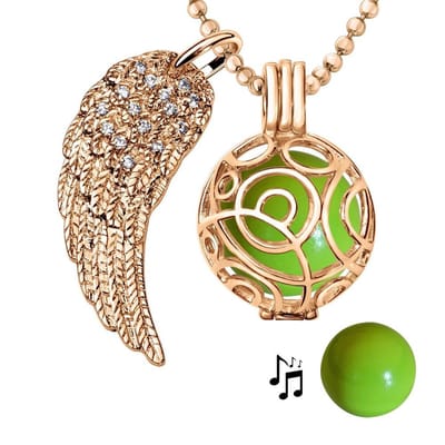Engelenroeper 18mm Bolhouder met Ketting 90cm en Bolletje - Dames - Roségoudkleurig Cirkels - EBS18046