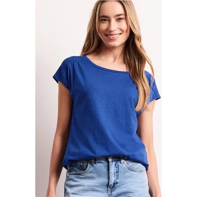 Shirt met ronde hals en rimpels