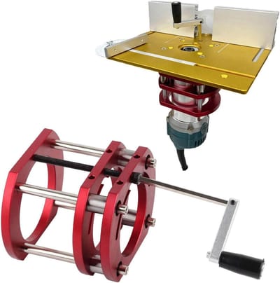 Freestafel Inzetplaat - Hefplatform basis - Precisie Houtbewerking - 4-beken klemsysteem - 51 mm hefhoogte - Rood