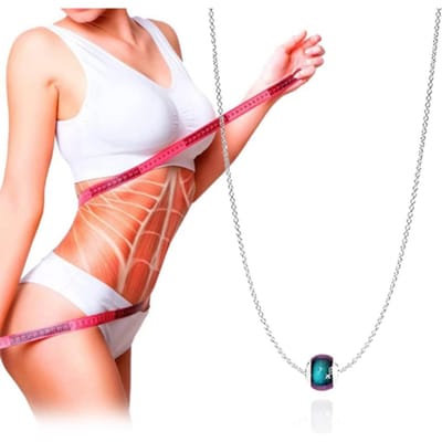 Collier de Drainage Lymphatique Collier Pendentif Changeant de Couleur Chaîne en Acier Inoxydable Anti-Gonflement beige