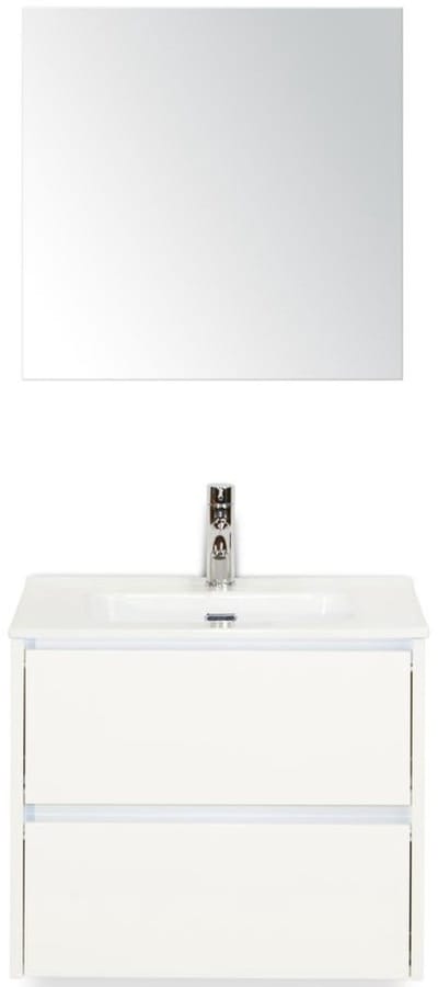Dante Badmeubelset 60 cm - Wit Hoogglans - Keramische Wastafel Wit Cover met Spiegel