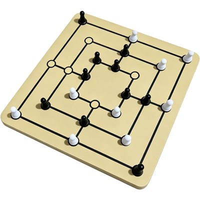 Nine Mens Morris Bordspel Leuk Desktop Strategie Bordspel voor Familieavond Reis Entertainment Schakbord met 3D beige