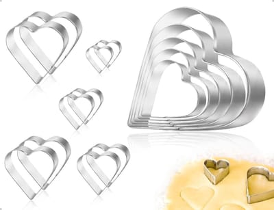 Dailygoods- Uitsteekvormpjes 10 stuks - Hartvormige Koekjesvormen - Roestvrij Staal - Meerdere Maten - Duurzaam - Creatief Knutselen - Koekjesvormpjes
