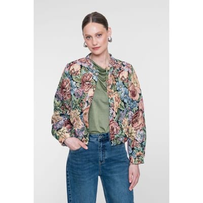 Geisha multi color dames jas   Ronde hals   Regular fit   Glitters patroon   Drukknoopsluiting   Lange mouw Multi color XXXL
