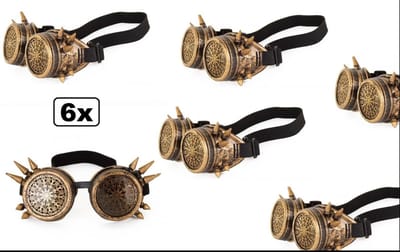 6x Steampunkbril spike vintage - Steam punk bril carnaval thema feest optocht festival