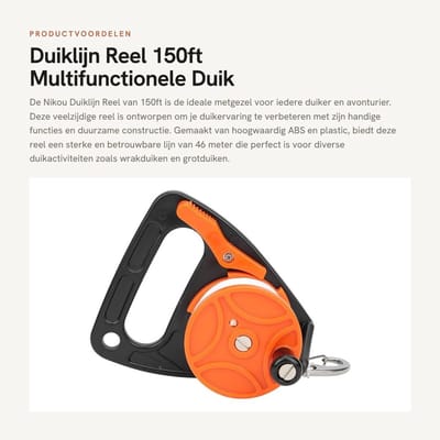 Dailygoods- Duiklijnhaspel 46m/150ft - Multifunctionele Duik Reel - ABS Kunststof - Handgreep - Lichtgewicht 317g - Gebruiksvriendelijke Bediening - Duikrol