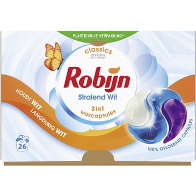 Robijn Wascapsules 3-in-1 Stralend Wit 26 stuks