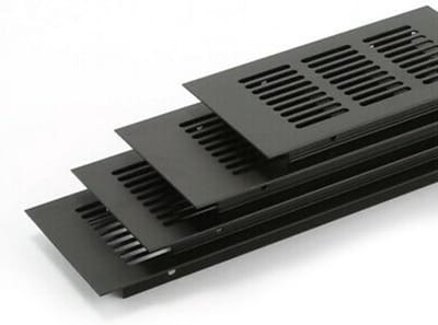 Ventilatierooster Rechthoekig - Luchtrooster Aluminium - Ventilatie Kasten - Eenvoudige Montage - 100 x 350 mm - Zwart