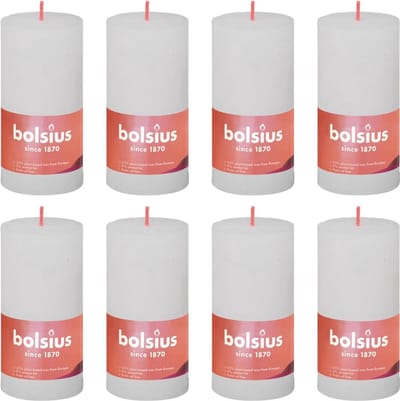 Bolsius Stompkaarsen Shine 8 st rustiek 100x50 mm wolkenwit