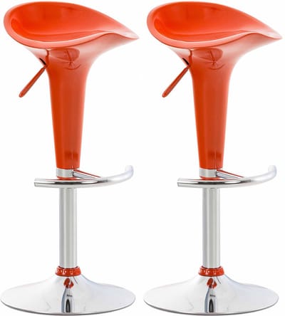 CLP Saddle Set van 2 barkrukken - Verstelbaar - Voetsteun - Kunststof - oranje/chroom