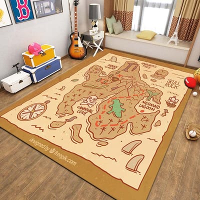 15 Maten Antieke Piraten Schatkaart Tapijt Vloerkleed voor Slaapkamer Woonkamer Boho Decor Kruipmat voor Kinderen College Slaapzaal Decor 40x60cm (16x24in)
