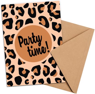 Uitnodiging kinderfeestje Luipaard + Enveloppen 10 stuks - Beschrijfbaar - Uitnodigingskaarten - Uitnodiging verjaardag - Uitnodiging verjaardag feest - Uitnodiging kinderfeestje Jongen of Meisje - Uitnodiging feestje - uitnodigingen