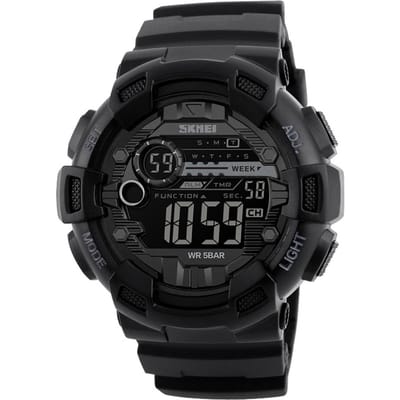 SKMEI 1243 Digitaal elektronisch herenhorloge Mode Casual buitensport Herenhorloge Dual Time zwart