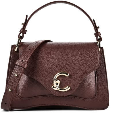 COCCINELLE Leren schoudertas handtas C-Me Handbag Grained Leather Berry donkerpaars