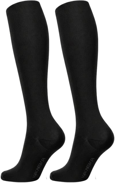 KANGKA Compressiekousen 20-30 mmHg maat 41-43 (L) - Steunkousen Vliegtuig - Compressie sokken voor Hardlopen Wandelen - Unisex - Zwart