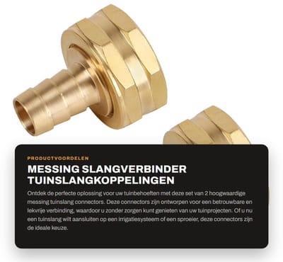 Dailygoods- Slangverbinder Massief Messing - Tuinslangkoppelingen - Lekvrije Koppeling - 2 Stuks - Geschikt voor Reparatie - Duurzaam Materiaal - Tuinslangkoppeling
