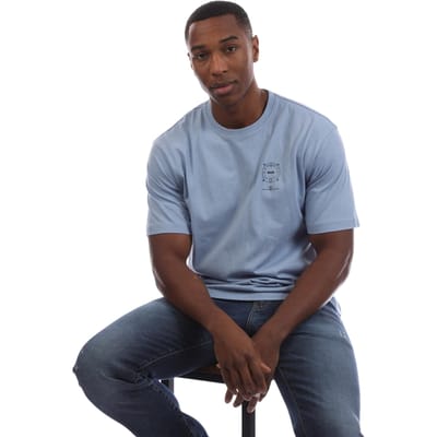 Boss Heren Logo Katoen Crew Neck T-shirt (Blauw)