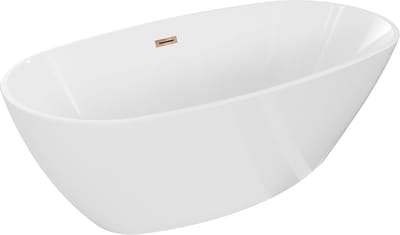 Mexen Eris vrijstaande badkuip 180 x 95 , wit, overloop roségoud - 53441809500-60