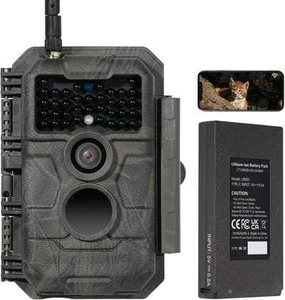 Wildcamera met Wifi - Trailcamera Opsporingscamera - Natuur Opletten - Oplaadbare Batterij - 64 MP 1296P - Camouflage