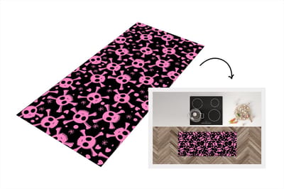 Keukenloper - Loper keuken - Meisje - Piraten - Roze - Patronen - 120x50 cm - Keukenloper vinyl