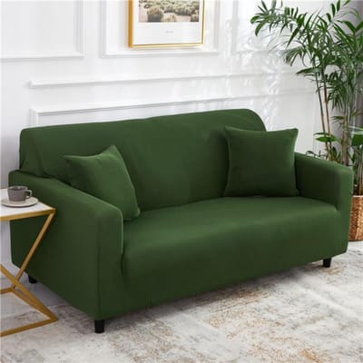 Elastische bankhoes effen kleur bankhoezen voor woonkamer spandex moderne polyester hoekbank bankhoes stoelbeschermer Small( 90-140cm)1pc groen