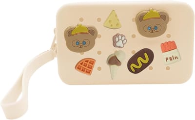tas klein, geel make-up tas met bedels voor Crocs, schattige make-uptas siliconen toilettas voor Crocs handtas portemonnee dames meisjes reizen