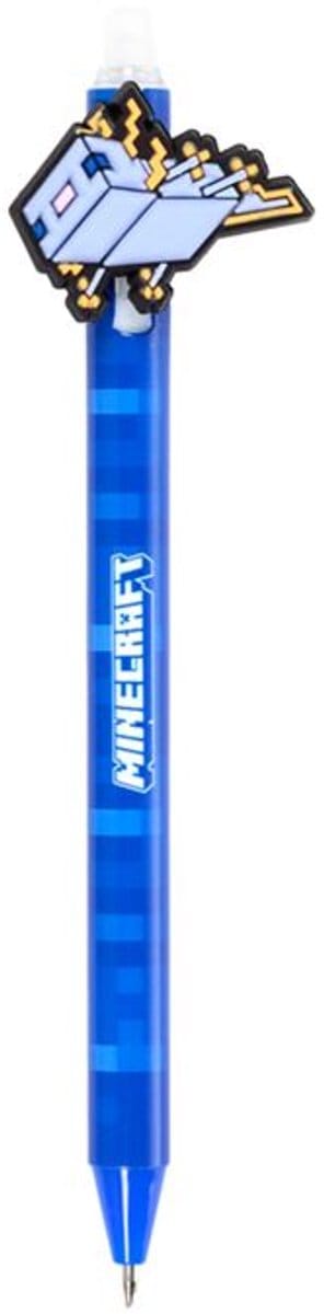 Pen - Minecraft Axolotl Blauw - Inkredible Uitwisbare Pen met PVC Minecraft Top - Blauwe Inkt
