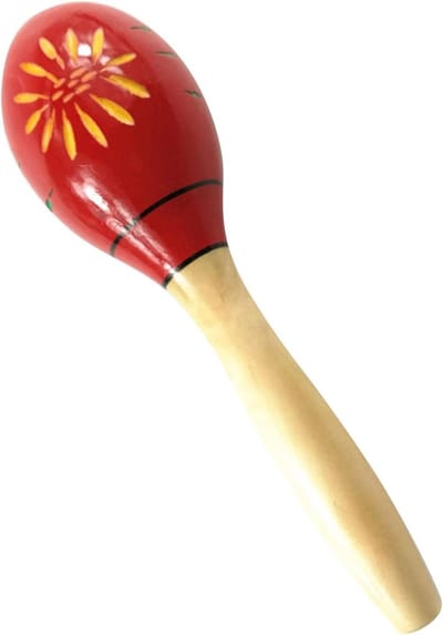 Houten Maracas - Muziek Rammelaars - Muzikaliteit Ontwikkelen - Handgemaakt Ontwerp - Lange Rode Bloemen - Rood