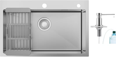 Anycee Max Spoelbak voor keuken 70*45CM - Spoelbak Keuken Met Zeepdispenser - Spoelbakken Met Afdruip - RVS