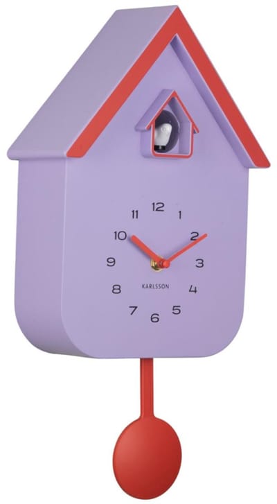 Karlsson Wandklok Dupla Color Cuckoo - Paars - 21.5x21.5x41.5cm - Wandklok Modern