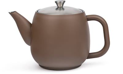 Bredemeijer - Theepot dubbelwandig Vera - 0,9 liter - Donkerbruin - Met theezeef