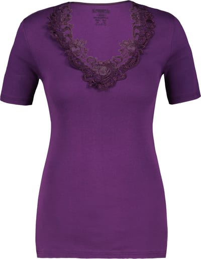 Toker Dames Shirt met kant - Paars - 100% katoen - Maat 36/38