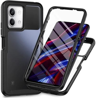 Hoesje met Ingebouwde Screenprotector Geschikt voor Xiaomi Redmi Note 13 | Full Protect valbescherming | Schokbestendige Beschermhoes tegen Vallen | Shockproof | Doorzichtig / Zwart