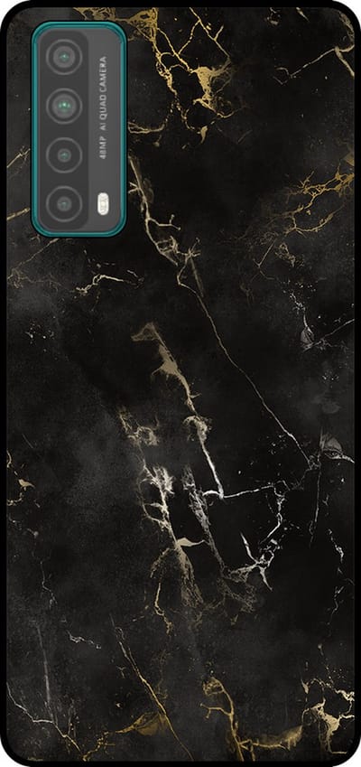 Smartphonica Telefoonhoesje Geschikt voor Huawei P Smart (2021) met marmer opdruk - TPU backcover case black marble design - Zwart geschikt voor Huawei P Smart (2021)