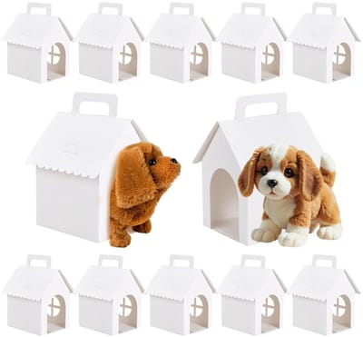 Dailygoods- Hondenfeestverrassingdozen 30 Stuks - Huisvormige Dozen - Met Ronde Raamdetails - Voor Puppyadoptie - Verjaardagsfeesten - Ruime 7 Inch Hoogte - Geschenkdozen