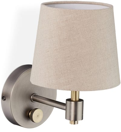 wandlamp vintage - dimbaar - leeslamp met schakelaar - e14 - beige/zilver