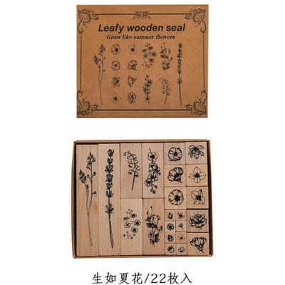 Yoofun 30 stuks/set Natuurlijke Planten Blad Bloem Houten Stempelset Collage Junk Journal Scrapbooking Kaarten Maken Standaard Stempels