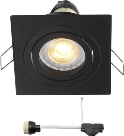 Coblux LED inbouwspot zwart - 4W / vierkant / dimbaar / kantelbaar / 230V / IP20 / downlights / plafondspots / spotjes / inbouwspots / woonkamer / spotlight / GU10 fitting / warmwit